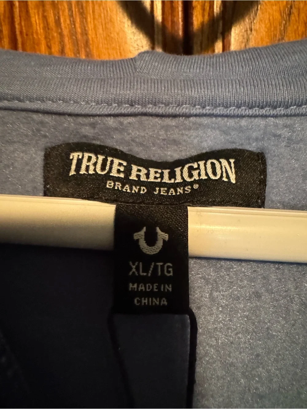 True Religion Men’s Blue Zip Hoodie XL NWT | Stitched Logo Graphic Sweatshirt